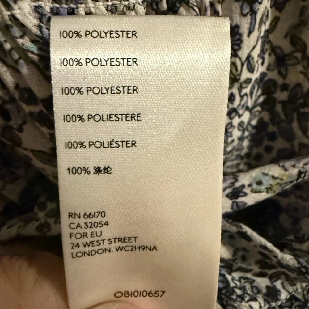 Free People Blue and Cream Patterned Blouse